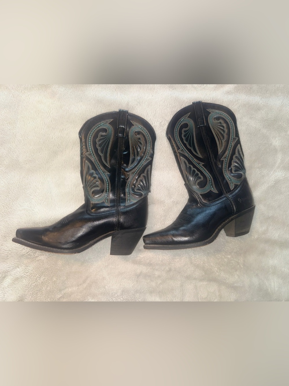 Laredo Women's Black & Teal Western Cowboy Boots - Size 9M